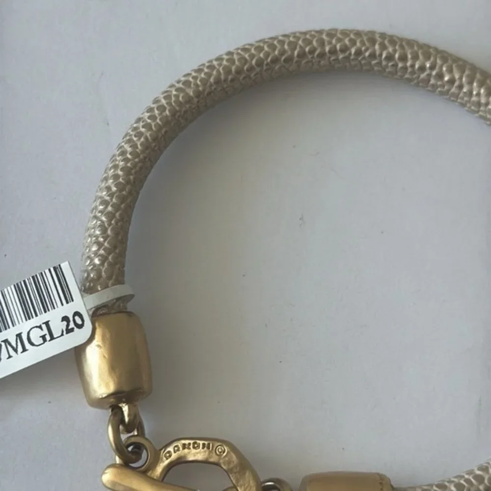 Danon Leather Gold Bracelet with Metal Leaves Gold Color 7